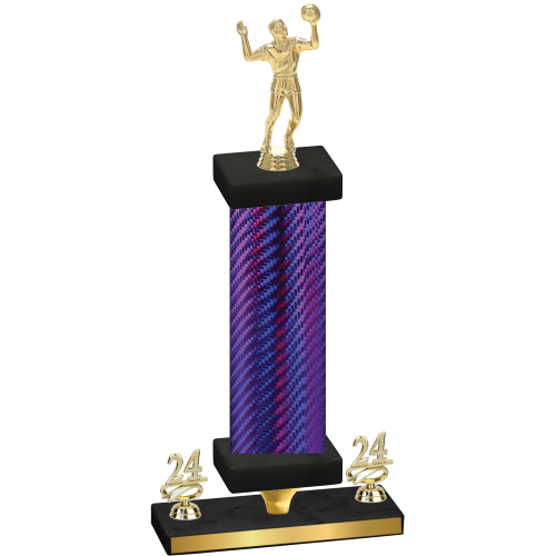 Premium Single Purple Carbon Fiber Year Volleyball Trophy