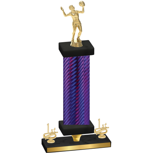 Premium Single Purple Carbon Fiber First Place Volleyball Trophy