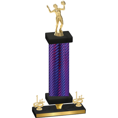 Premium Single Purple Carbon Fiber First Place Volleyball Trophy