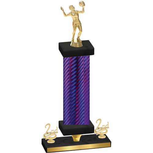 Premium Single Purple Carbon Fiber Second Place Volleyball Trophy