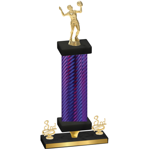 Premium Single Purple Carbon Fiber Third Place Volleyball Trophy