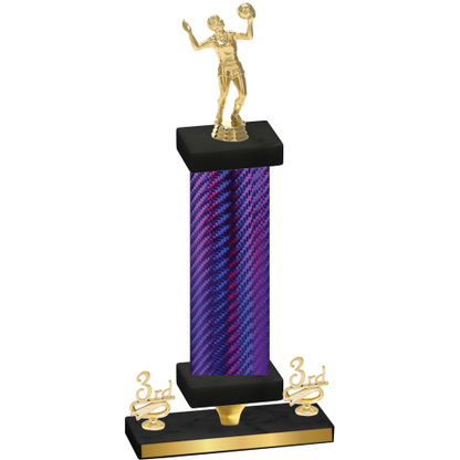 Premium Single Purple Carbon Fiber Third Place Volleyball Trophy