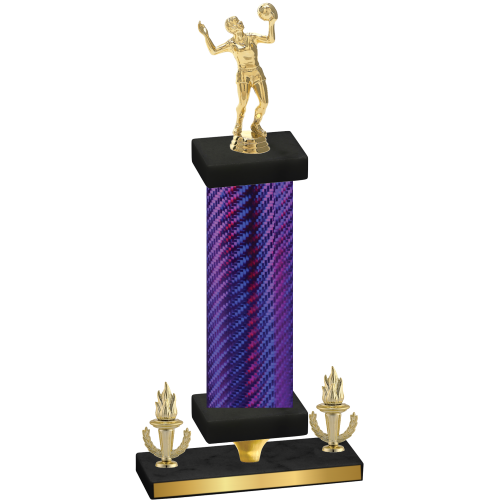 Premium Single Purple Carbon Fiber Victory Volleyball Trophy