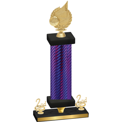 Premium Single Purple Carbon Fiber Second Place Volleyball Trophy