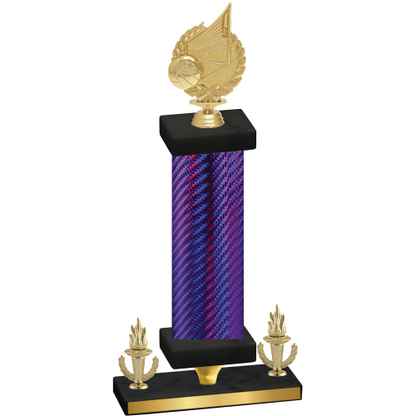 Premium Single Purple Carbon Fiber Victory Volleyball Trophy