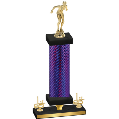 Premium Single Purple Carbon Fiber First Place Tennis Trophy