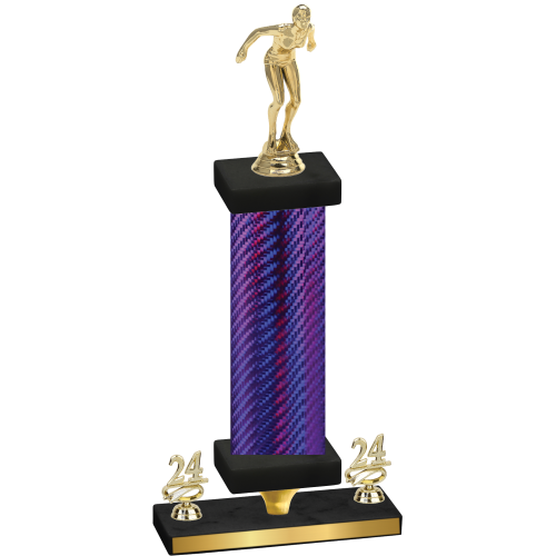 Premium Single Purple Carbon Fiber Year Tennis Trophy