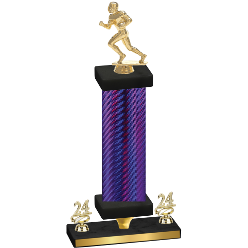 Premium Single Purple Carbon Fiber Year Football Trophy