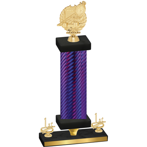 Premium Single Purple Carbon Fiber First Place Swimming Trophy