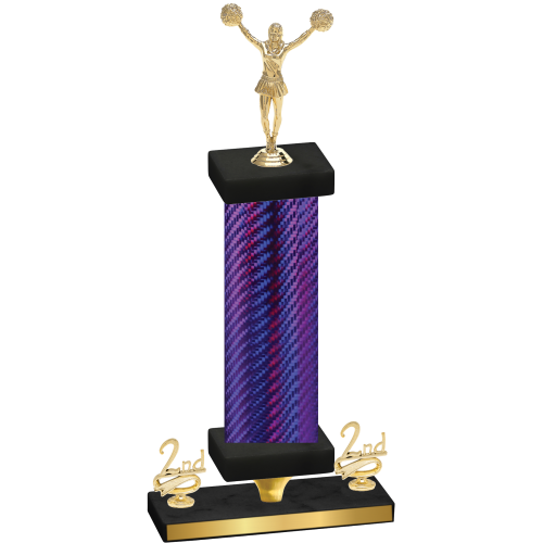 Premium Single Purple Carbon Fiber Second Place Cheerleading Trophy