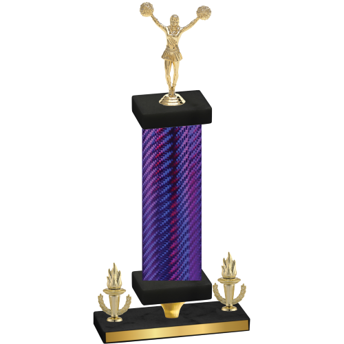 Premium Single Purple Carbon Fiber Victory Cheerleading Trophy