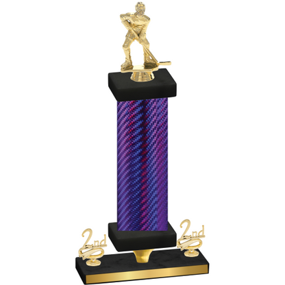 Premium Single Purple Carbon Fiber Second Place Hockey Trophy