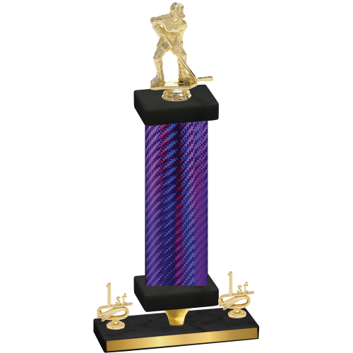 Premium Single Purple Carbon Fiber First Place Hockey Trophy