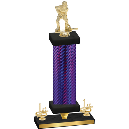 Premium Single Purple Carbon Fiber First Place Hockey Trophy