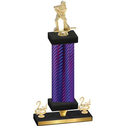 Premium Single Purple Carbon Fiber Second Place Hockey Trophy