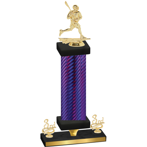 Premium Single Purple Carbon Fiber Third Place Lacrosse Trophy