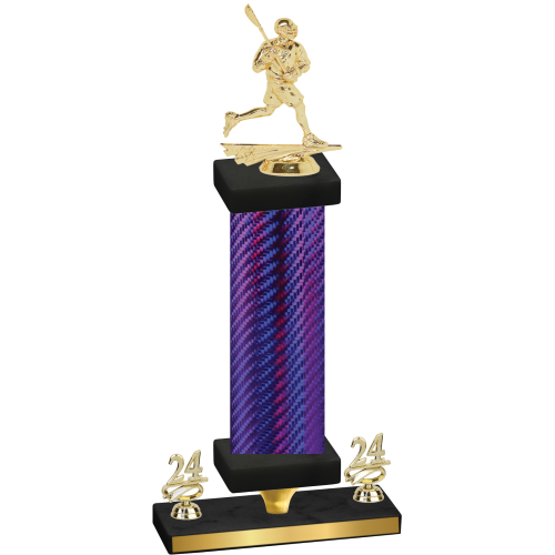 Premium Single Purple Carbon Fiber Year Lacrosse Trophy