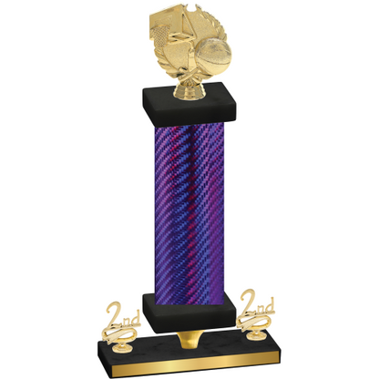 Premium Single Purple Carbon Fiber Second Place Basketball Trophy