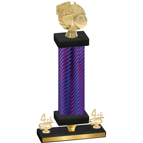 Premium Single Purple Carbon Fiber Fourth Place Basketball Trophy