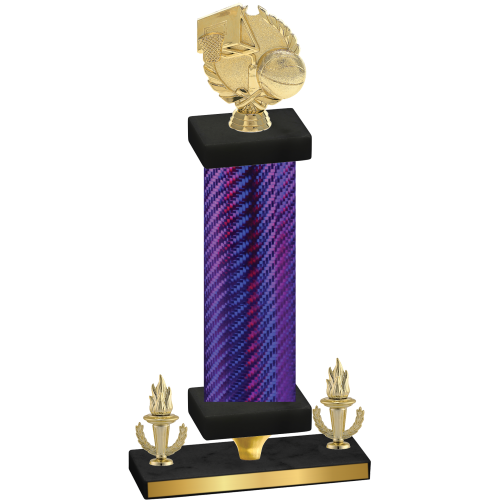 Premium Single Purple Carbon Fiber Victory Basketball Trophy