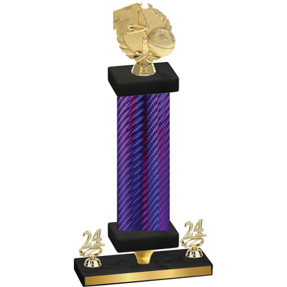 Premium Single Purple Carbon Fiber Year Basketball Trophy