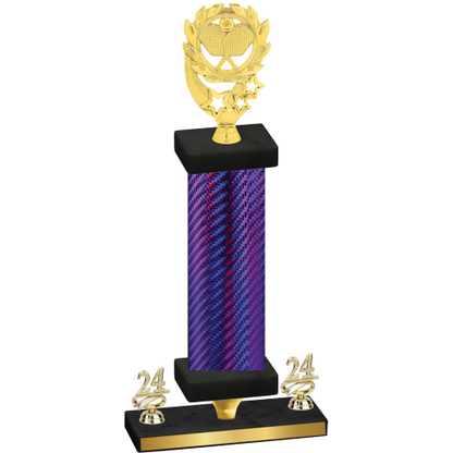 Premium Single Purple Carbon Fiber Year Pickleball Trophy