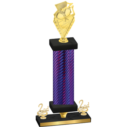 Premium Single Purple Carbon Fiber Second Place Pickleball Trophy