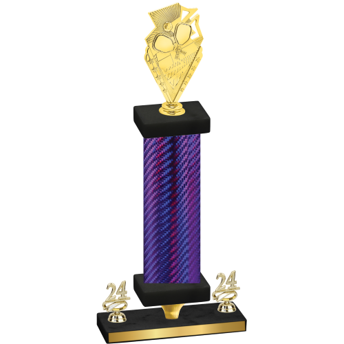 Premium Single Purple Carbon Fiber Year Pickleball Trophy