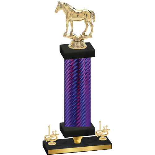 Premium Single Purple Carbon Fiber First Place Horses Trophy