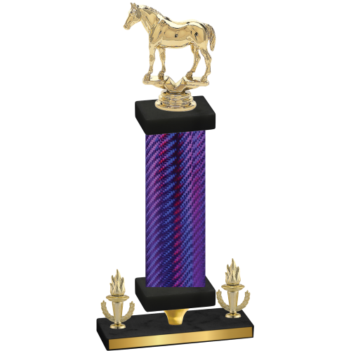 Premium Single Purple Carbon Fiber Victory Horses Trophy