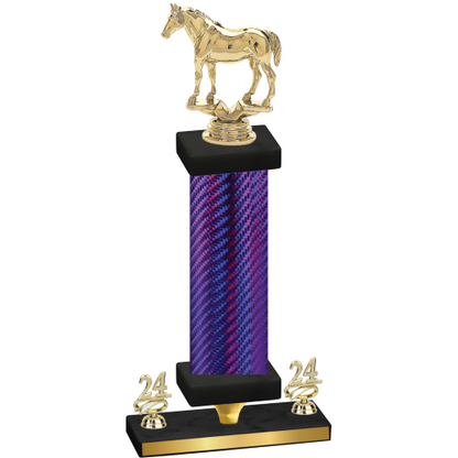 Premium Single Purple Carbon Fiber Year Horses Trophy