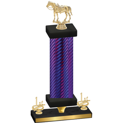 Premium Single Purple Carbon Fiber First Place Horses Trophy