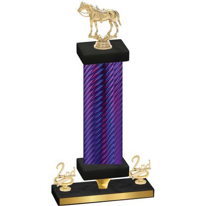 Premium Single Purple Carbon Fiber Second Place Horses Trophy