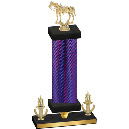 Premium Single Purple Carbon Fiber Victory Horses Trophy