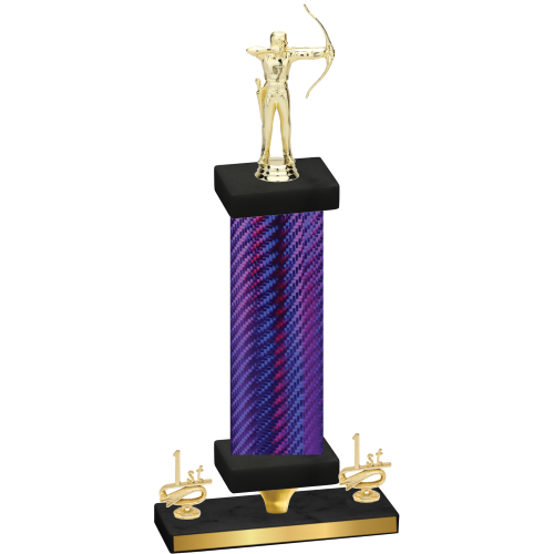 Premium Single Purple Carbon Fiber First Place Archery Trophy