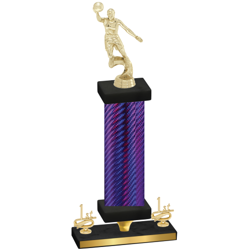 Premium Single Purple Carbon Fiber First Place Basketball Trophy