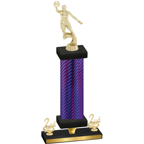 Premium Single Purple Carbon Fiber Second Place Basketball Trophy