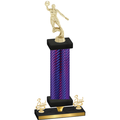 Premium Single Purple Carbon Fiber Third Place Basketball Trophy