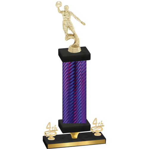 Premium Single Purple Carbon Fiber Fourth Place Basketball Trophy