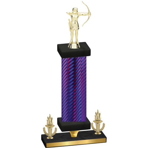 Premium Single Purple Carbon Fiber Victory Archery Trophy