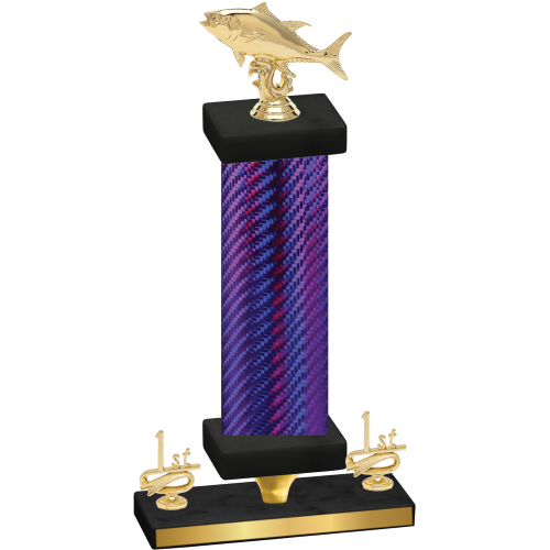 Premium Single Purple Carbon Fiber First Place Fishing Trophy