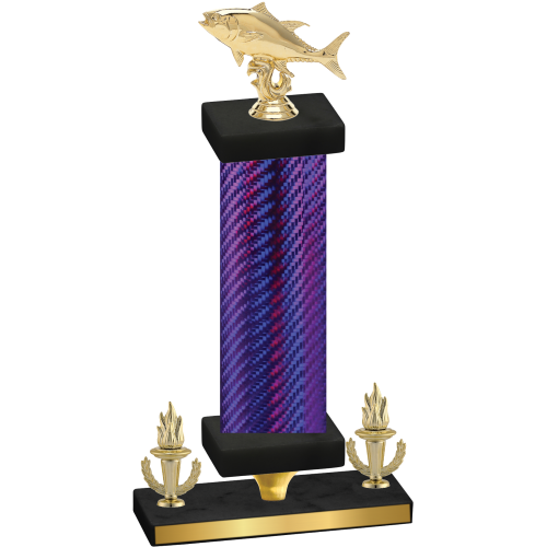 Premium Single Purple Carbon Fiber Victory Fishing Trophy