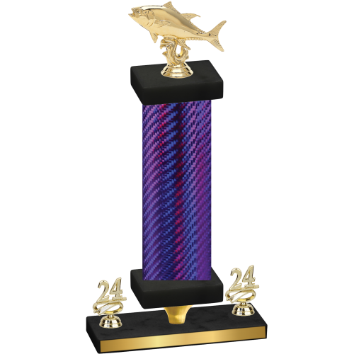 Premium Single Purple Carbon Fiber Year Fishing Trophy