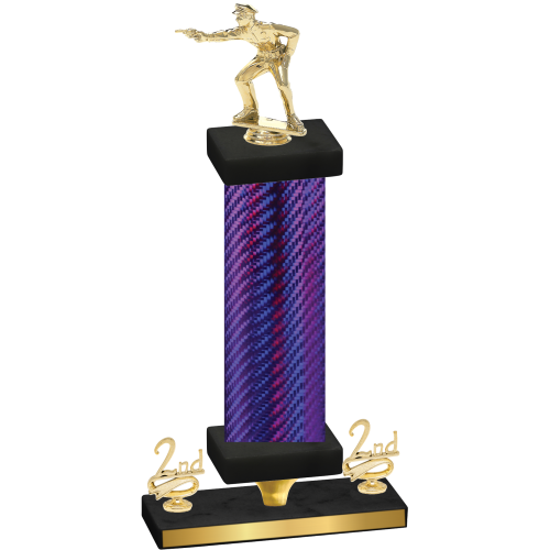 Premium Single Purple Carbon Fiber Second Place Shooter Trophy