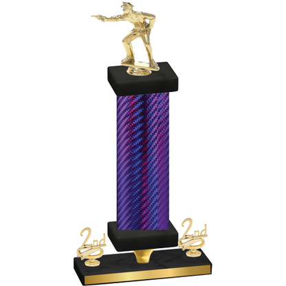 Premium Single Purple Carbon Fiber Second Place Shooter Trophy