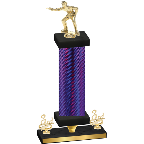 Premium Single Purple Carbon Fiber Third Place Shooter Trophy