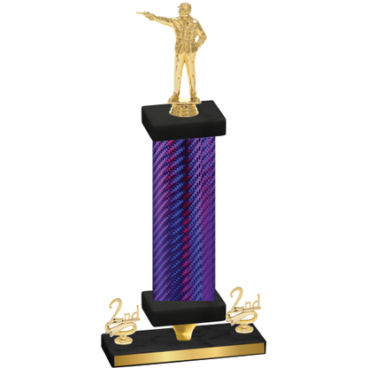Premium Single Purple Carbon Fiber Second Place Shooter Trophy