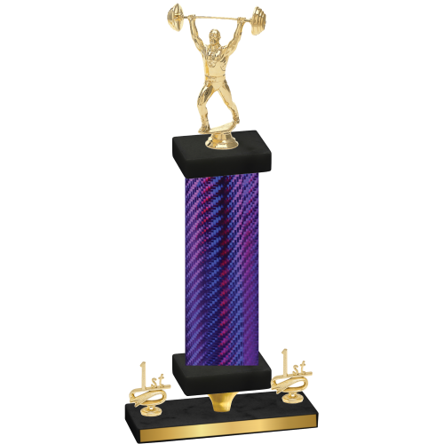 Premium Single Purple Carbon Fiber First Place Weights Trophy