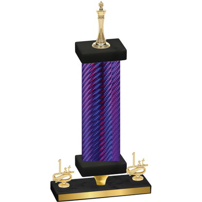 Premium Single Purple Carbon Fiber First Place Chess Trophy