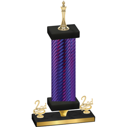 Premium Single Purple Carbon Fiber Second Place Chess Trophy